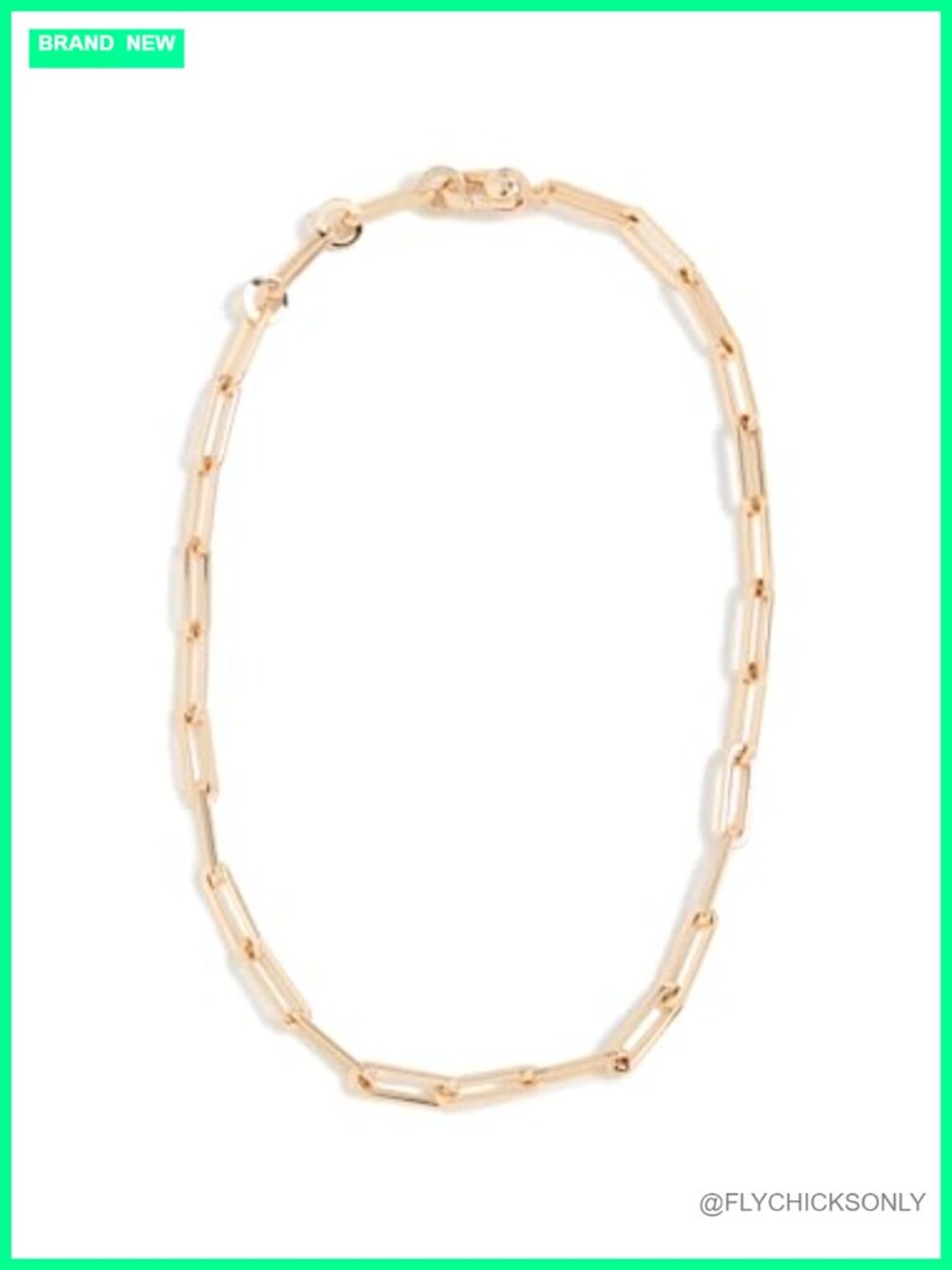 Gold Plated Brass Paperclip Chain Necklace Slim Minimalist